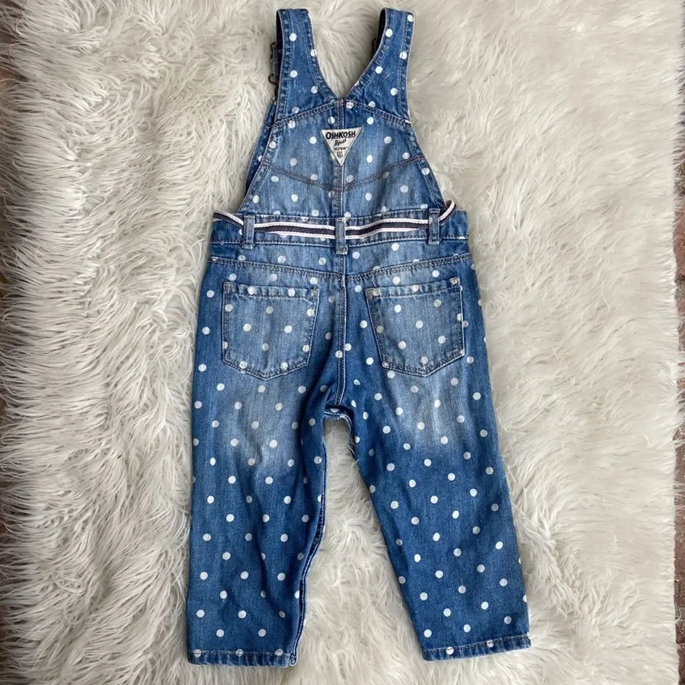 Oshkosh B’gosh Toddler Girl Poka Dot Overall Size 18 Months